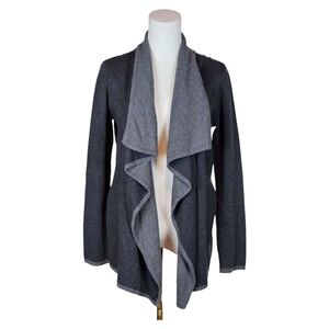 BLK//LT Gray Waterfall Open Front Cardigan Cotton Cashmere Blend Small Cozy